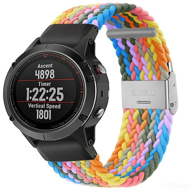 Flätat Elastiskt Armband Garmin Fenix 5X - Light rainbow