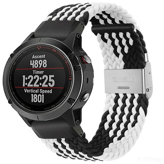 Flettet elastisk armbånd Garmin Fenix 5 - svarthvit