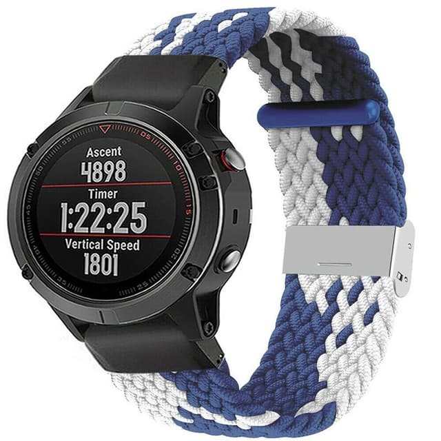 Flettet Elastik Armbånd Garmin Fenix 5 - Blåhvid