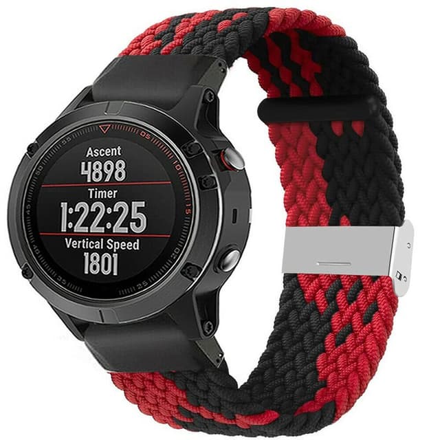 Punottu elastinen rannekoru Garmin Fenix 5X - Punainen/Musta