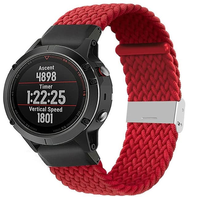 Flätat Elastiskt Armband Garmin Fenix 5X - Mörkröd