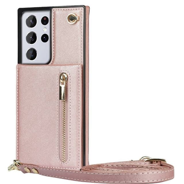 Zipper halskæde etui Samsung Galaxy S22 Ultra - Rose