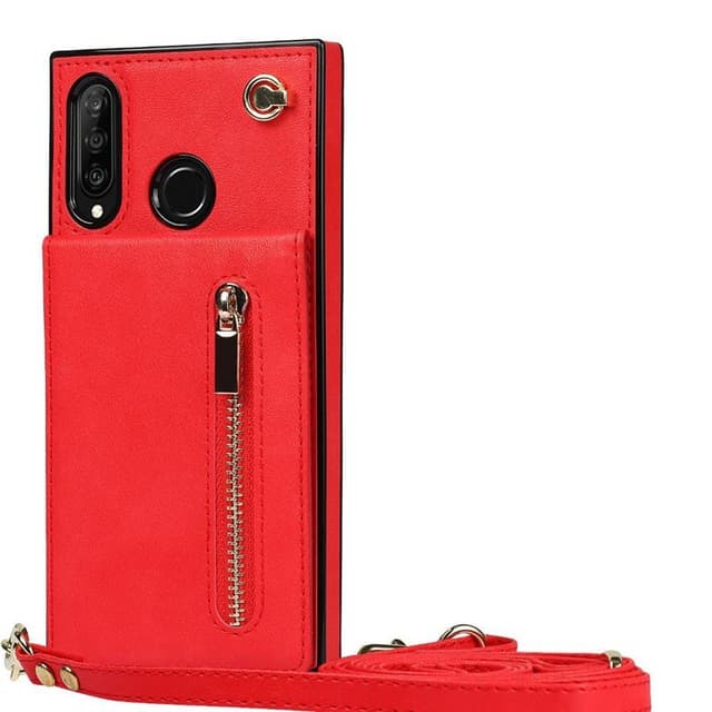 Zipper kaulakorukotelo Huawei P30 Lite - Punainen