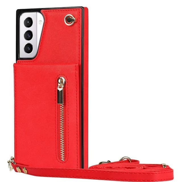 Zipper kaulakorukotelo Samsung Galaxy S21 Plus - Punainen