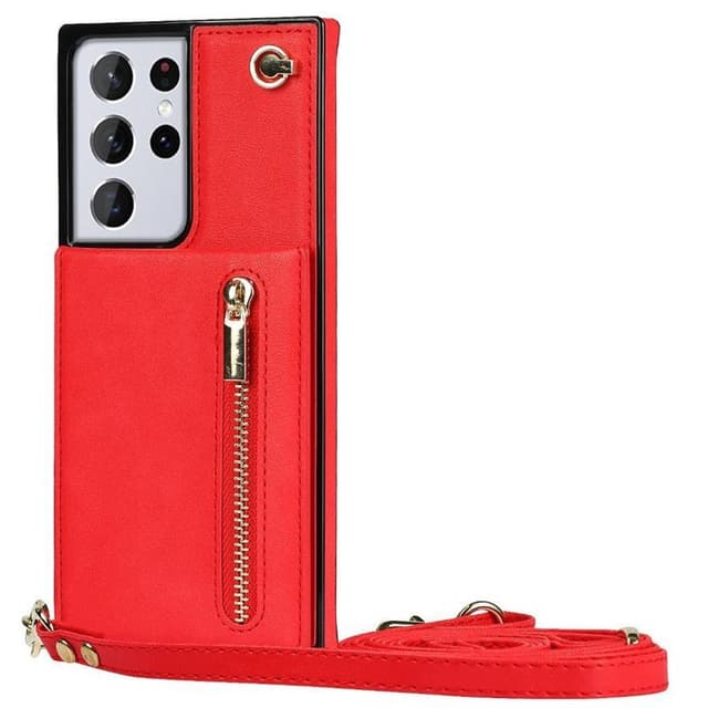 Zipper kaulakorukotelo Samsung Galaxy S22 Ultra - Punainen
