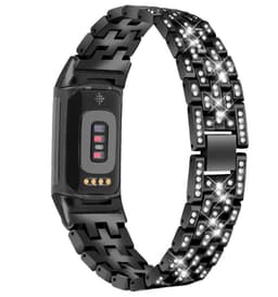INF Kellon ranneke on yhteensopiva Fitbit Charge 5 Alloy/Rhinestone Blackin kanssa