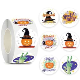 Pyöreät tarrat Halloween-teemalla 500 kpl Monivärinen
