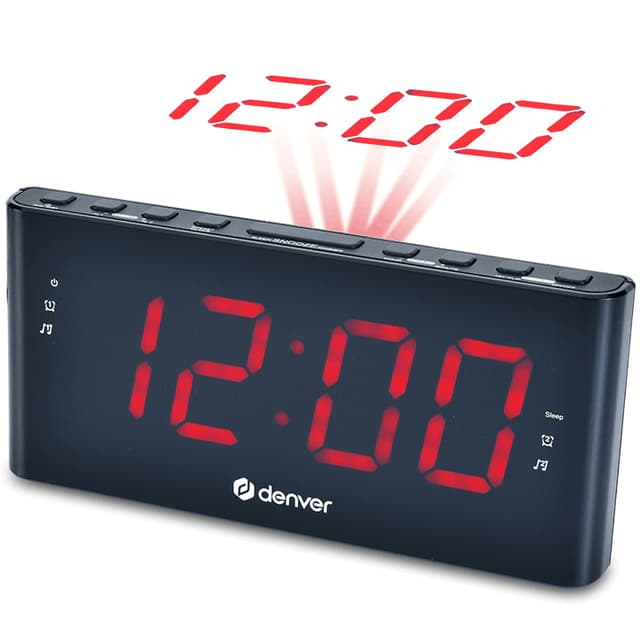 Denver Klokkeradio med projeksjon og to alarmer