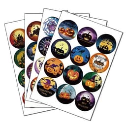 Halloween-aiheiset pyöreät tarrat Monivärinen