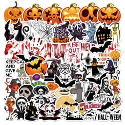 Halloween-aiheisia tarroja 60 kpl Monivärinen