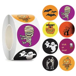 Halloween-aiheiset pyöreät tarrat Monivärinen