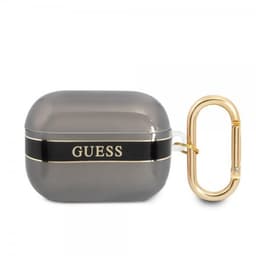 Guess AirPods Pro Skal Printed Stripe & Gold Hook Svart