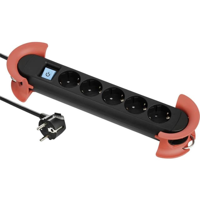 Maxtrack NV 60-5 L Stikdåse med afbryder Sort Stik med