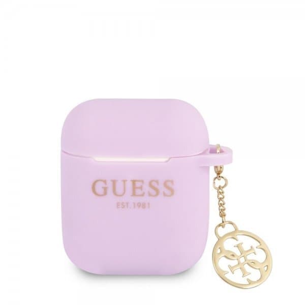 Guess AirPods 1/2 Skal Classic Logo 4G Charm Lila