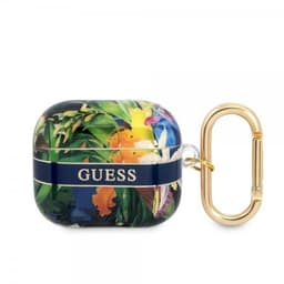 Guess AirPods 3 Cover Flower Print & Gold Hook Blå