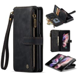 Samsung Galaxy Z Fold 3 CASEME Retro läder plånboksfodral Svart
