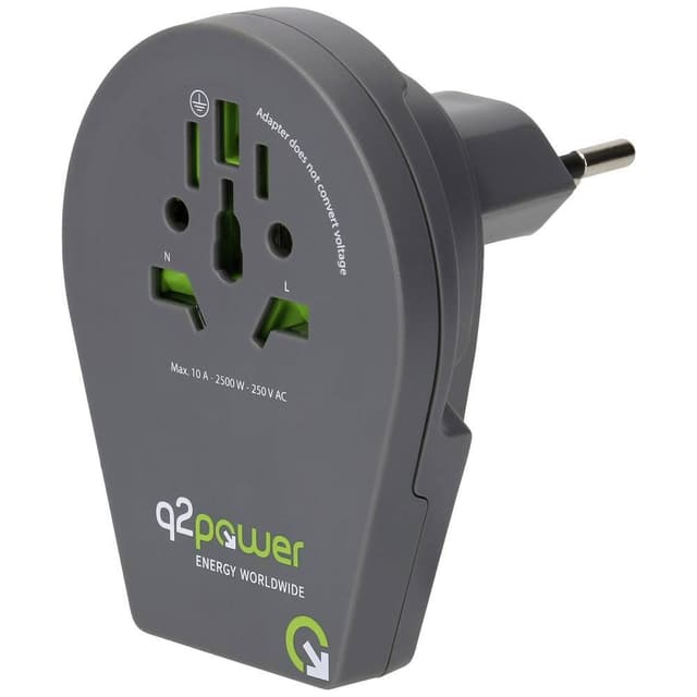 Q2 Power q2-1-1.00200-TH Rejseadapter 1 stk