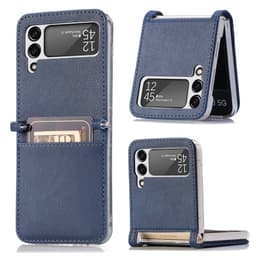 Nahka kuori korttipaikan kanssa Samsung Galaxy Z Flip 4 - Sininen