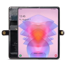 Mobil lommebok 3-korts ekte lær Samsung Galaxy Z Fold 4 - Sort