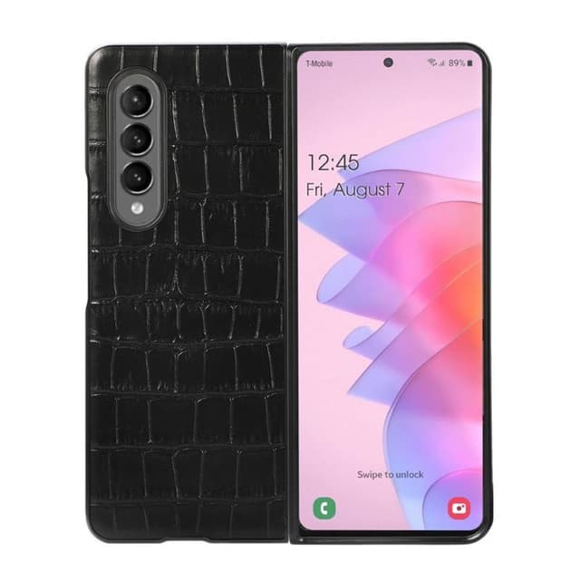 Krokodille læder cover Samsung Galaxy Z Fold 4 - Sort