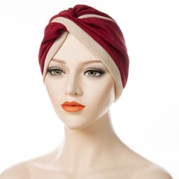 Forbundet Bonnet Beanie Hat Bomuld/Satin Vinrød/Beige