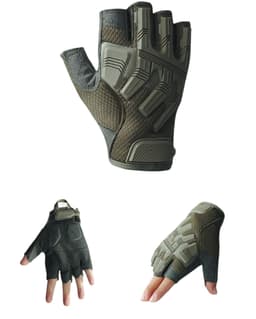 Taktiset puolisormikäsineet 1 pari Tummanvihreä L
