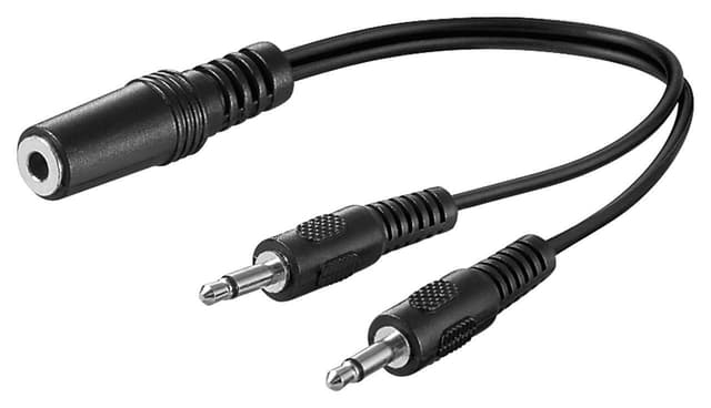 Goobay 3,5 mm lyd Y-kabeladapter  1x stereo hunn til 2x mono hann