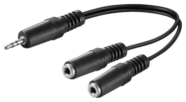 3,5 mm lyd Y-kabeladapter  1x hann til 2x hunn mono