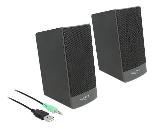 Delock Stereo 2.0 PC Speaker with 3.5 mm stereo jack male and USB powe