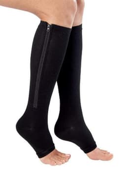 Kompresjonssokker med glidelås og åpen tå sort størrelse S/M 1 Par