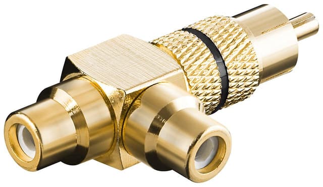 Goobay RCA Y-adapter  hann til 2x hunn  gull versjon  svart
