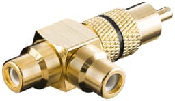 Goobay RCA-Y-adapter, kontakt till 2x uttag, utförande i guld, svart