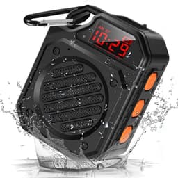 Bluetooth-högtalare med digital klocka IPX7 vattentät Svart