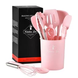 Kjøkkenutstyr sett 11 deler silikon / rustfritt stål Rosa