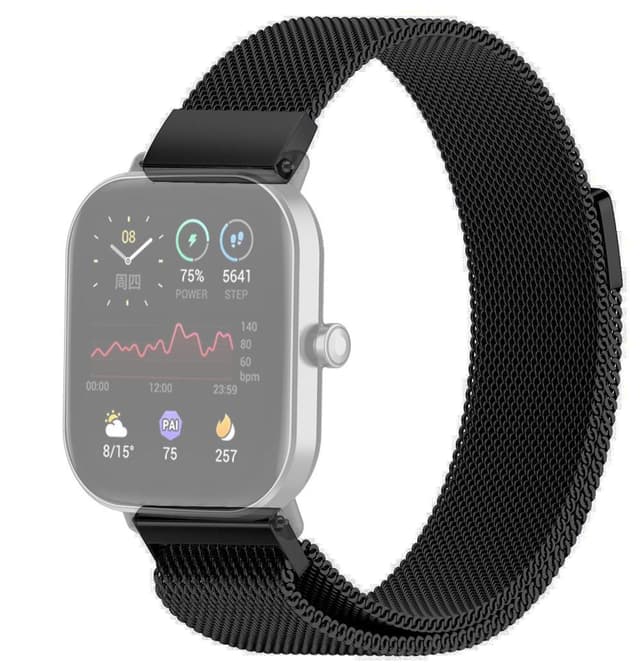 SKALO Milanese Loop to Amazfit Bip/Bip U/Bip U Pro/Bip S - Musta
