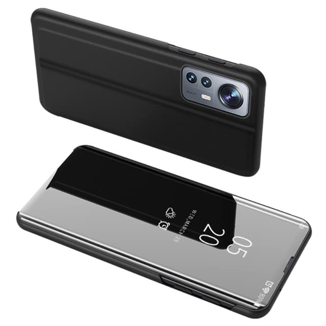 SKALO Xiaomi 12 Pro Clear View Spegel fodral - Svart