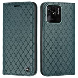 SKALO Xiaomi Redmi 10C Romb Litchi Plånbok - Grön