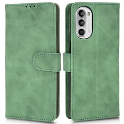 SKALO Motorola Moto G52 Matt PU-Läder Plånboksfodral - Grön