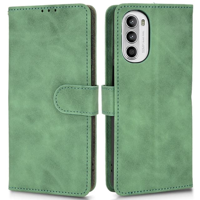 SKALO Motorola Moto G52 Matt PU-Läder Plånboksfodral - Grön
