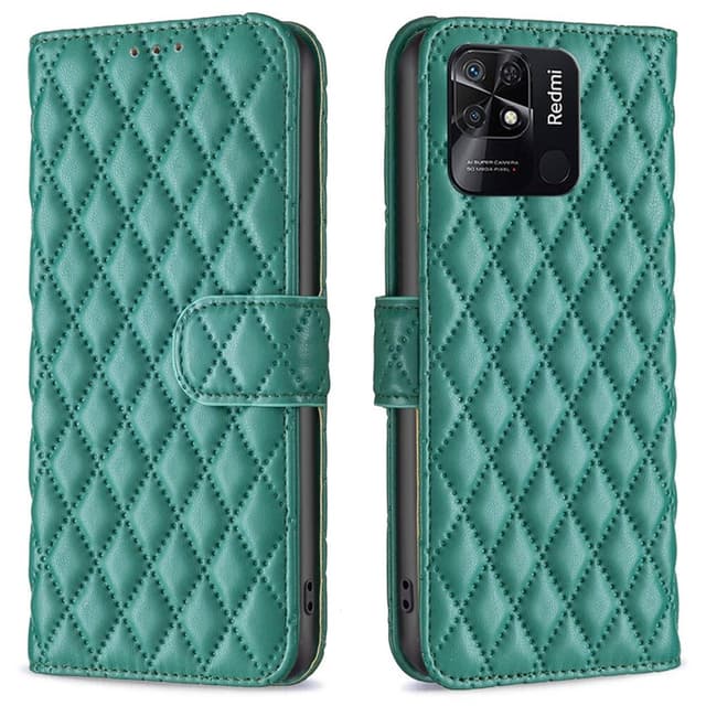 SKALO Xiaomi Redmi 10C BINFEN COLOR Quiltat Plånbok - Grön