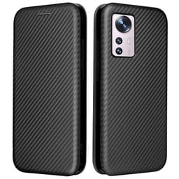 SKALO Xiaomi 12 Pro Carbon Fiber Pungetui - Sort