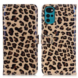 SKALO Motorola Moto G22 Leopard mönstrad Plånboksfodral i PU Läder