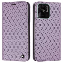 SKALO Xiaomi Redmi 10C Romb Litchi Plånbok - Lila