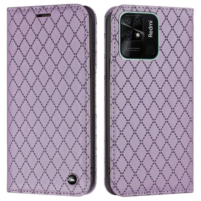SKALO Xiaomi Redmi 10C Romb Litchi Plånbok - Lila