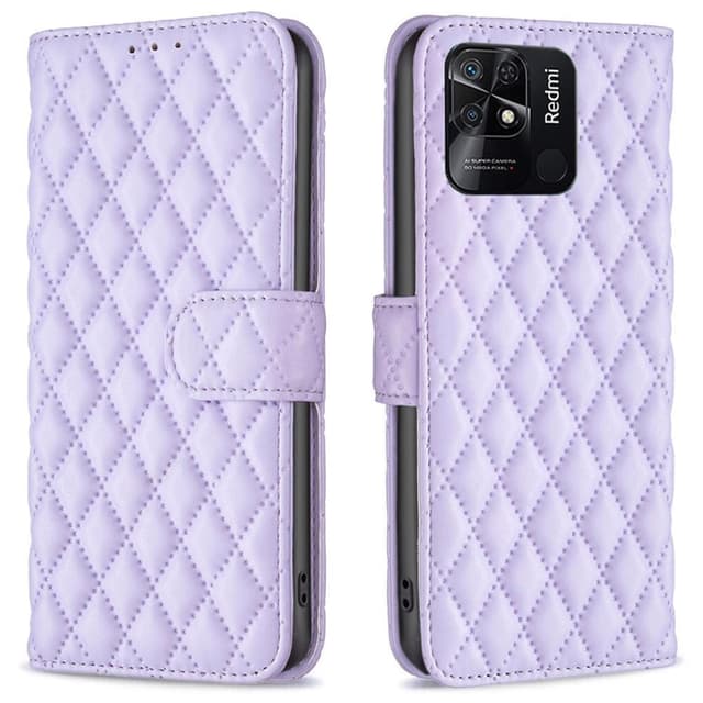SKALO Xiaomi Redmi 10C BINFEN COLOR Quiltat Plånbok - Lila
