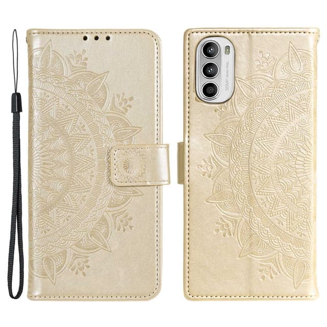 SKALO Motorola Moto G52 Mandala Plånboksfodral - Guld