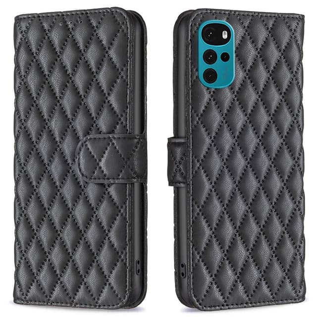 SKALO Motorola Moto G22 BINFEN COLOR Quiltat Plånbok - Svart