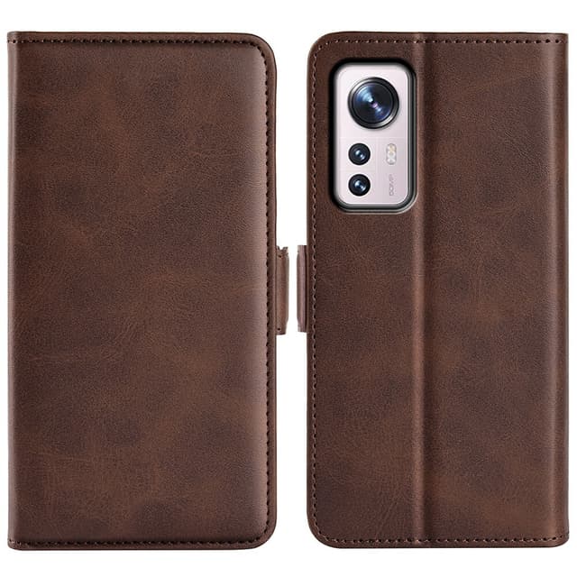 SKALO Xiaomi 12 Pro Premium Wallet Flip Cover - Brun