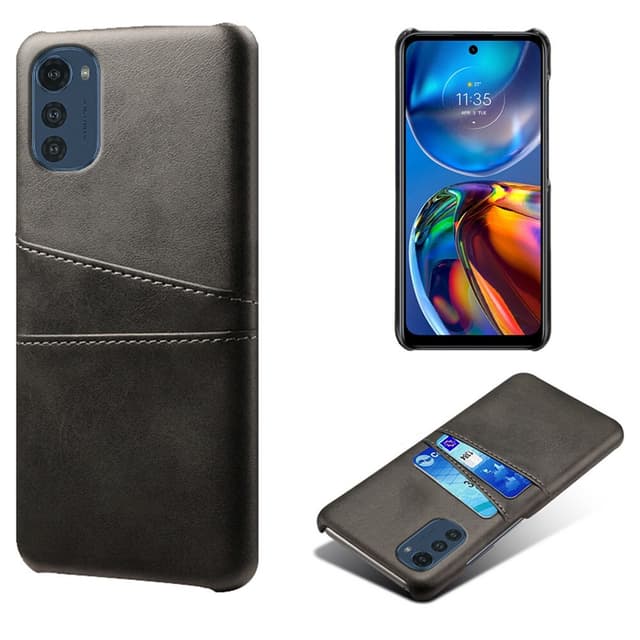 SKALO Motorola Moto E32/E32s PU-Läder Korthållare Skal - Svart