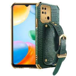 SKALO Xiaomi Redmi 10C Krokodil Guldkant Skal med Handrem - Grön